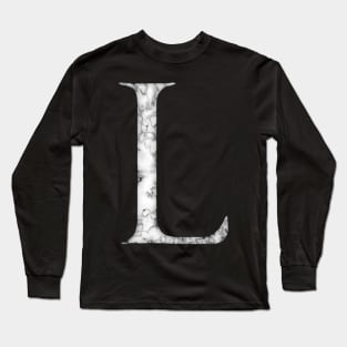 L in Roman White Marble Latin Alphabet Letter Sticker Long Sleeve T-Shirt